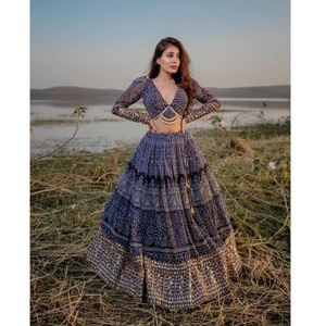 เอกสิทธิ์จอร์เจียพิมพ์เลื่อมปัก Lengha/Lehenga/Navratri Chaniya Choli ออนไลน์ราคาต่ำสุดบอลลีวูด Ghagra Choli - Product Image 1