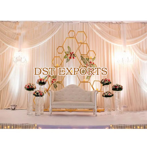 แผงฉากหลังโลหะสไตล์ใบไม้สำหรับงานแต่งงานงานอีเว้นท์งานแต่งงานแบบทันสมัยพื้นหลังซุ้มโลหะดีไซน์ใหม่ - Product Image 5