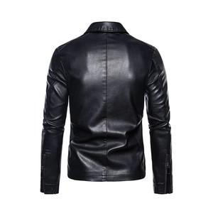 Chaqueta de cuero sintético de diseño personalizado OEM para motocicleta, chaqueta negra para hombre, chaqueta de cuero masculina, ropa exterior para hombre - Product Image 2