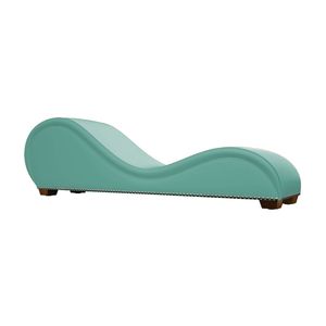 Romántico Chaise Longue Sofá de diseño romántico con modo de cama de tela de terciopelo con botones plateados decorativos inferiores Turquesa clara - Product Image 2