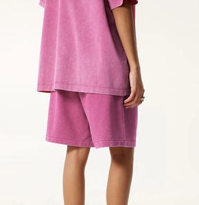 Vente en gros de shorts athlétiques pour hommes 100% coton personnalisé imprimé confortable vintage tissu lourd cordon solide logo personnalisable - Product Image 3