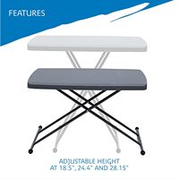 Table pliante en métal robuste pour usage extérieur, camping, hôtel, hauteur réglable, finition charbon, pour salon et extérieur