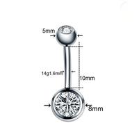 G23 Titanium 14G Nombril Anneaux 6mm Double Sparkle Navel Barbell 10mm Nombril Piercing Stone Jewelry