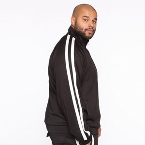 Conjuntos de chándal de gran tamaño negro para hombre Elegante chaqueta con cremallera de dos piezas y pantalones Jogger para ropa informal Deportes y moda de calle - Product Image 2