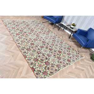 Vintage Turkish Rug 5.8x9.1 ft, <b>Red</b> Moroccan <b>Wool</b> Rug - Product Image 3