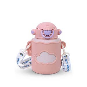 Botella DE AGUA DE ACERO INOXIDABLE 18/8, capacidad de 550ML, tipo de pajita para beber directa, estilo recubierto, Infusor de té, cuerda aplicable - Product Image 2