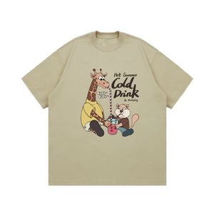 Custom <b>Men's</b> Fashion Summer T-<b>Shirt</b> 100% Cotton Short-Sleeved Loose Casual with Charming Giraffe Cartoon Logo Print - Product Image 1