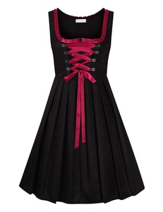 Robe longue classique pour femmes, robe de servante à manches courtes, robe longue en trois pièces pour fête bavaroise, fournisseur en gros - Product Image 6