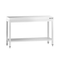 Table de centre commerciale en acier inoxydable PREMIUM - 1200x700mm - avec étagère inférieure - avec renforts croisés