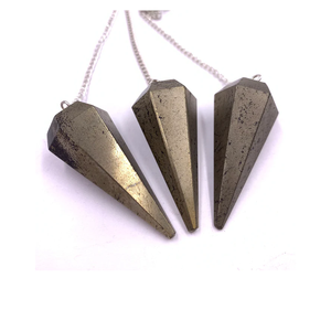 Pendule de pyrite de haute qualité cristal naturel pierre précieuse cône à facettes pendule de radiesthésie pour pendules de guérison Reiki à vendre - Product Image 6