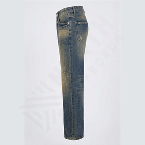 กางเกงยีนส์ผู้ชายคุณภาพสูงปี 2025 สไตล์ฮิปฮอปใหม่ล่าสุด ลุควินเทจฟอกสี ทรงตรง สตรีทแฟชั่น สั่งตัดได้ - Product Image 3