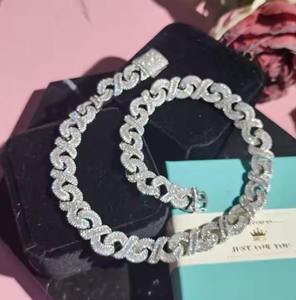 Dazzling 12MM Iced Out Infinity <b>Necklace</b> Baguette <b>Diamond</b> Hip Hop Chain Custom Size Gift for Her in <b>Silver</b> Lab Grown <b>Diamond</b> - Product Image 2