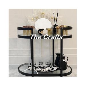 Two Tier Customized Size <b>Wood</b> Black Traditional Design Serving <b>Trolley</b> for Hotel <b>Kitchen</b> Supermarket Use - Product Image 1