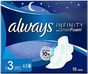 Always Infinity Night (taille 3) Serviettes hygiéniques avec ailes, paquet de 10 (lot de 5) - Product Image 1