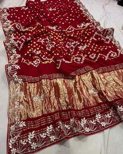 Sari traditionnel en soie gaji avec pallu brodé à la main pour femmes - Artisanat gujaratien pour mariage/fête - Product Image 2