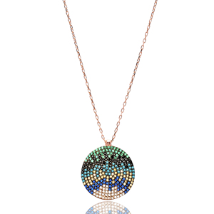 จี้หินเซอร์คอนสีรุ้งทรงกลมจี้เครื่องรางทำด้วยมือแบบตุรกี925เครื่องประดับเงินสเตอร์ลิง - Product Image 1