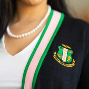 Suéter de cárdigan Varsity rosa y verde para mujer con escudo bordado, chaqueta de punto informal con cremallera, ropa de abrigo de primavera con estilo - Product Image 4