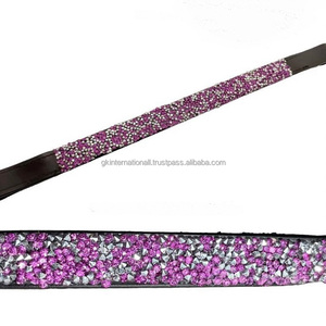Correa de cuero hecha a mano para cejas de caballo, con piedras moldeadas y Hotfix, cristales multicolor, diseño personalizado, fabricante - Product Image 3