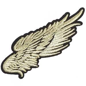 Parche de plástico PU de encaje bordado de ala dorada, parches decorativos para ropa, colores personalizados, tamaños, ecológico, duradero, cosido - Product Image 2