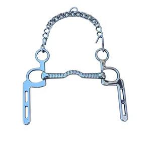 Brocas de boca de puerto bajo Horse Bits con ganchos y producto de broca de codo de cadena de bordillo - Product Image 5