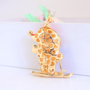 Adorno de Papá Noel Esquiador con Diamantes de Imitación, Esmaltado en Tono Dorado, Aleación de Zinc, para Lazos de Cinta de Árbol de Navidad - Product Image 4