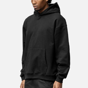 Sweat à capuche surdimensionné vierge personnalisé à épaules tombantes en coton Gsm épais Sweats à capuche de couleur unie pour hommes - Product Image 2