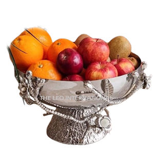 Diseño de forma de hoja chapada en oro, soporte de aluminio, Material de resina, cuenco para servir comida, fruta, cuenco para decoración del hogar - Product Image 6