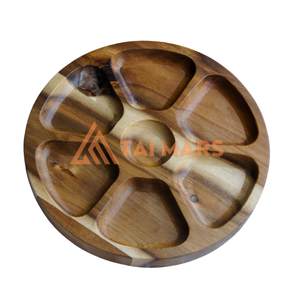 Plateau de service rond en bois de bambou écologique pour hôtels, cafés, bars, plats et assiettes - Product Image 4