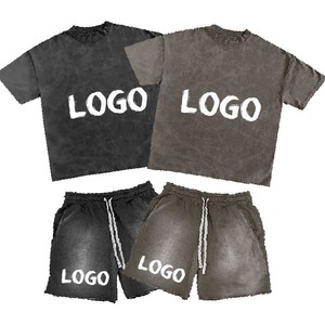 Custom 100% Cotton T Shirt and Shorts Set Summer for <b>Men</b> Manufacturer Custom Logo Screen Printing - Product Image 1