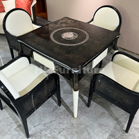 Ensemble de table de luxe en bois de mahjong, carré et noir, de fabrication chinoise