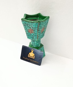 Brûleur d'encens fait à la main Mosaïque verte mubkhakar Accents de gemme turquoise verte Décor à la maison Brûleur de parfum Bakhoor Au meilleur prix - Product Image 2
