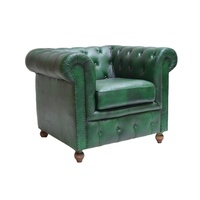 Sofá Chesterfield de una plaza, de cuero genuino, con base de madera maciza, de diseño elegante y estilo contemporáneo, para el hogar, hoteles y comedores.