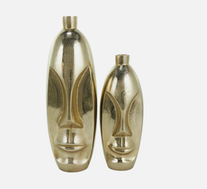 <b>Set</b> of 2 Gold Aluminum Metal Face <b>Vases</b> Handmade High Quality Modern Farmhouse Design Floor <b>Vase</b> for Home & Garden Decor - Product Image 2