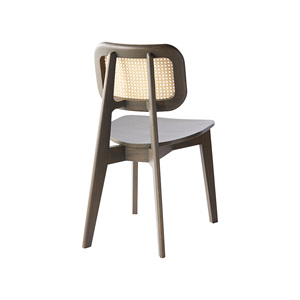 Chaise de salle à manger moderne en bois de teck massif avec dossier en rotin tissé pour intérieur et extérieur pour la maison, les meubles d'hôtel et les appartements - Product Image 6
