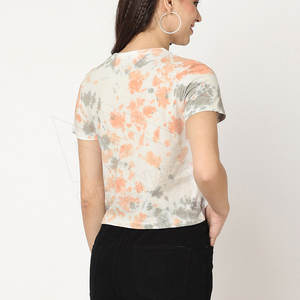 Camiseta corta de mujer con cuello redondo de Color de sublimación a precio razonable camiseta transpirable de alta calidad para mujer - Product Image 3