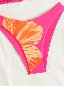 Ensemble bikini deux pièces triangle halter grande taille, bas échancrés, liens ajustables à l'avant, séchage rapide, spandex/polyester, style plage, rose - Product Image 4