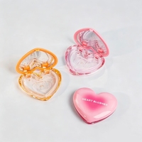 Palette de maquillage vide en plastique en forme de cœur avec miroir, emballage cosmétique vide pour fards à paupières et blush, supporte la personnalisation du logo OEM ODM