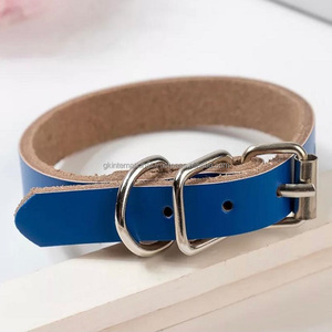 พรีเมี่ยมสีแดงสีชมพูสีฟ้าเสร็จสิ้นหนังแท้ปลอกคอสุนัขในขนาดที่กำหนดเองทั้งหมดสีสดใสหนังสุนัขปลอกคอสัตว์เลี้ยงสั่งซื้อจำนวนมาก - Product Image 6