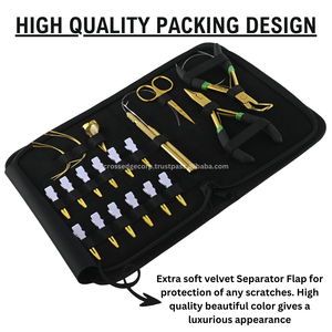 Kit d'outils d'extension de cheveux ciseaux de coupe de fil pinces à micro perles anneau de ciseaux crochet et boucles de perles aiguilles et 12 pinces de section - Product Image 6