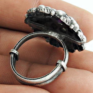 Bague en argent sterling massif 925 de style boho faite à la main en pierre précieuse de rubis en coupe ronde accessoire de fête de mariage classique parfait pour les filles - Product Image 4