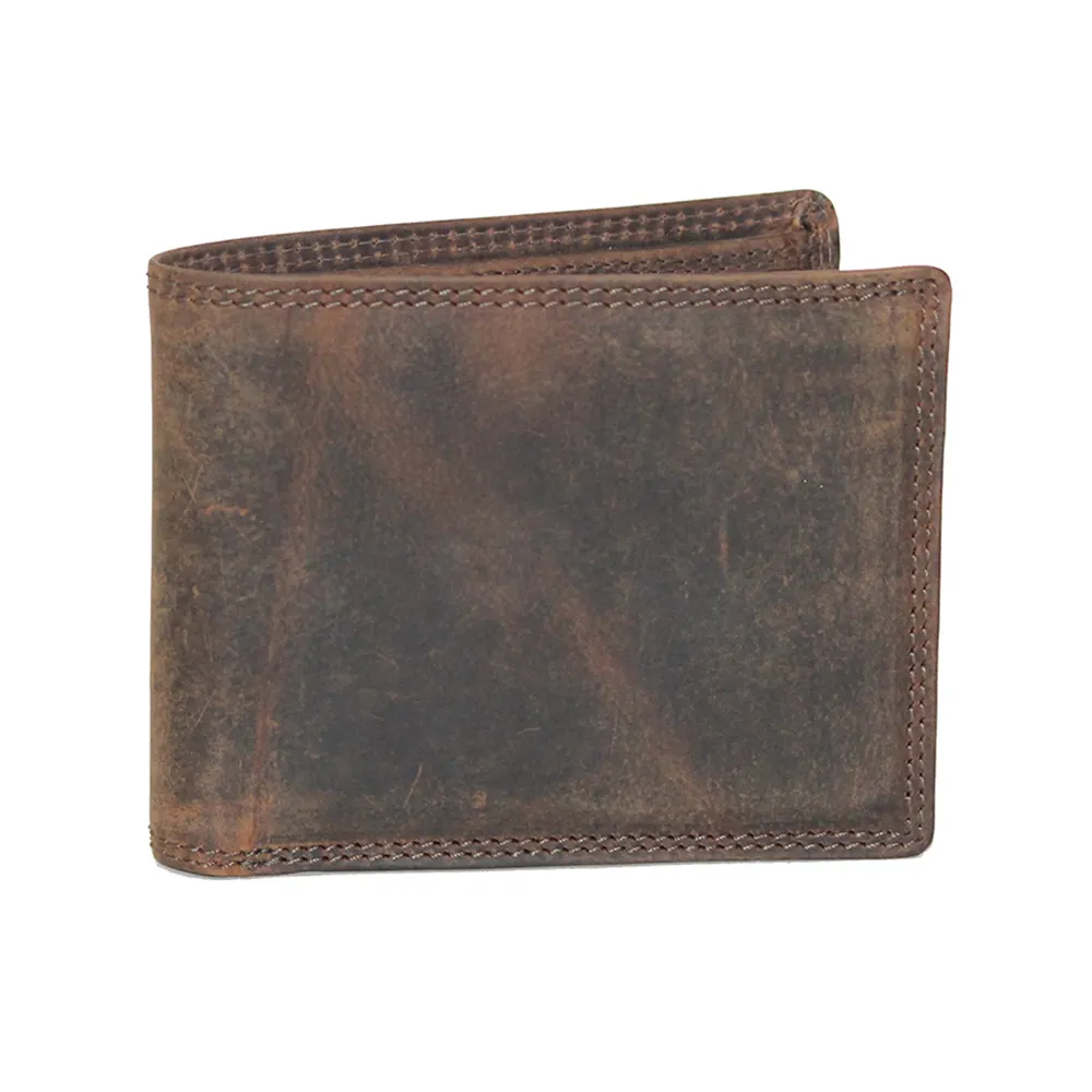 Solid Style Mens Genuine Leather Wallet With Customized Logo Design