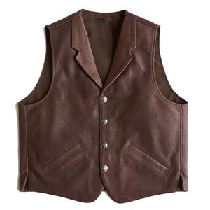 Gilet en cuir pour homme, respirant, de haute qualité, mode automne, veste sans manches de motard, style vintage rétro, coupe ajustée, vêtement d'extérieur - Product Image 3