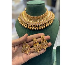 Elegante Juego de Collar y Aretes Chapados en Oro Clásico de Primera Calidad, Colección para Bodas, Fiestas, Compromisos y Festivales para Mujer - Product Image 1