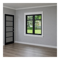 Ventana Abatible Moderna de Aluminio con Rotura de Puente Térmico para Exteriores, Triple Vidrio Aislante, Antirrobo, Resistente a la Carga del Viento, Estilo T-Grid