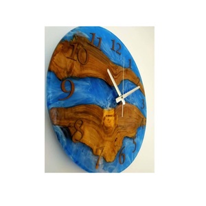 Reloj de pared de madera y resina con diseño de Río para el hogar, nuevo accesorio de hora con diseño de Río, complemento de pared de resina de alta calidad con diseño Redondo, ideal para artesanía y sala de estar - Product Image 4