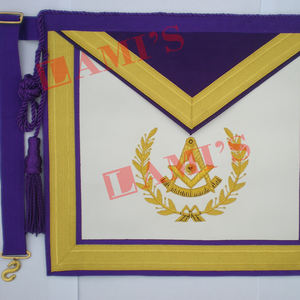 Tablier professionnel de maîtres passés brodé à la main tablier maçonnique Regalia avec gland à vendre - Product Image 1