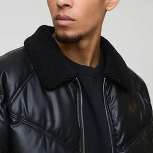 Chaqueta acolchada de invierno para hombre hecha a medida, gran venta, cremallera de alta calidad con Cuello de piel, logotipo frontal, chaqueta acolchada estilo burbuja - Product Image 3