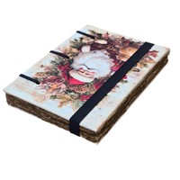 Journal relié imprimé Père Noël avec fermeture à sangle et pages rouillées - 7 pouces X 5 pouces 100 pages