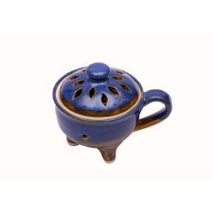 Soporte de incienso de cerámica Sambrani con tapa Dimensiones de 3,8x4,4 pulgadas para difusión de aromaterapia - Product Image 2