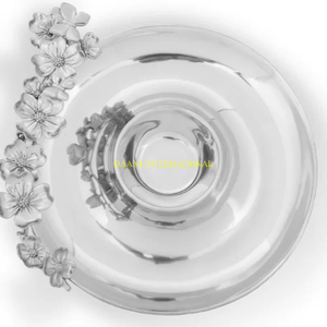 Plateau rond en argent avec croustilles et trempette avec bol central Plateau de service pour les fêtes Apéritif Fruits Crackers - Product Image 5